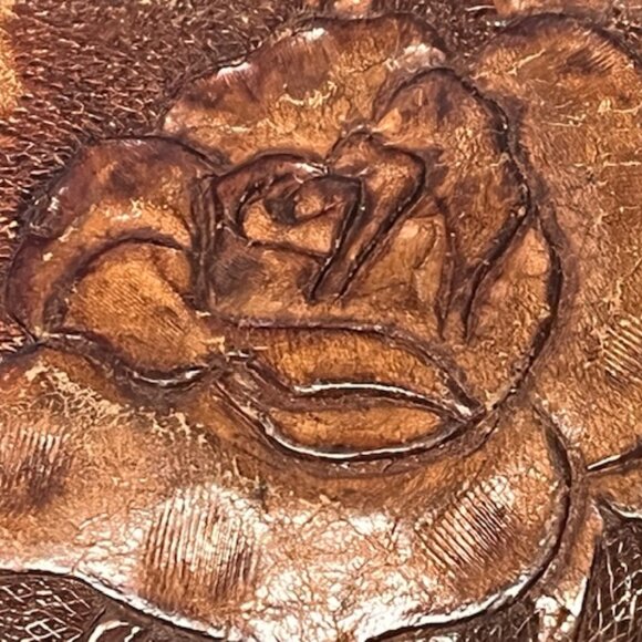 VTG Tooled Leather Coin Purse Snap Pouch Floral Roses Hand-Crafted 4.5"x2.5" - Picture 16 of 16